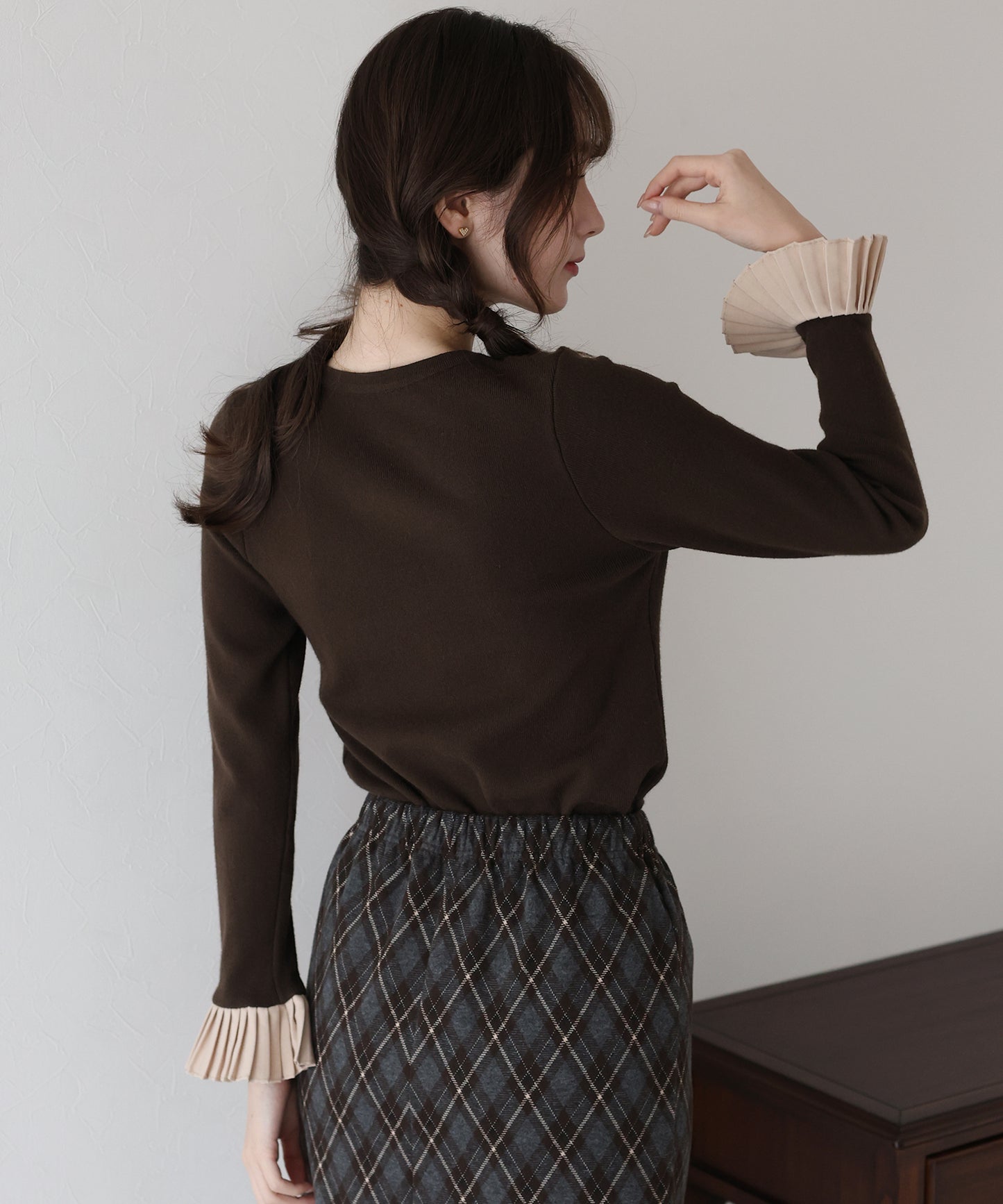 袖口プリーツニット