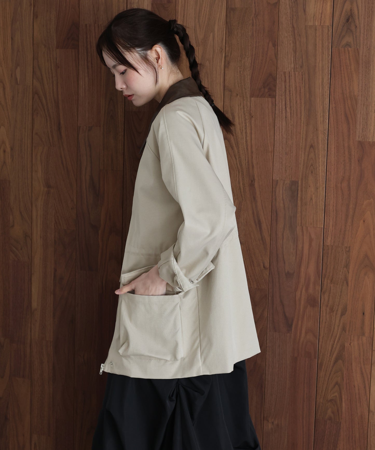 【早割5％OFF】レザー襟スプリングコート