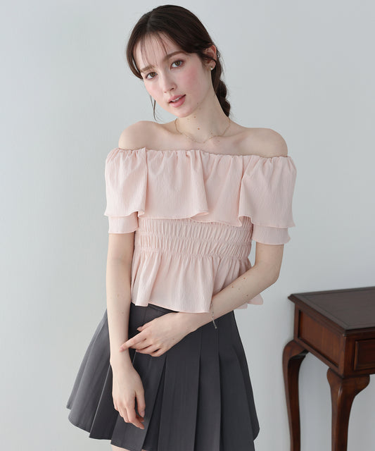 【早割5％OFF】フリルオフショルブラウス【ネコポス】