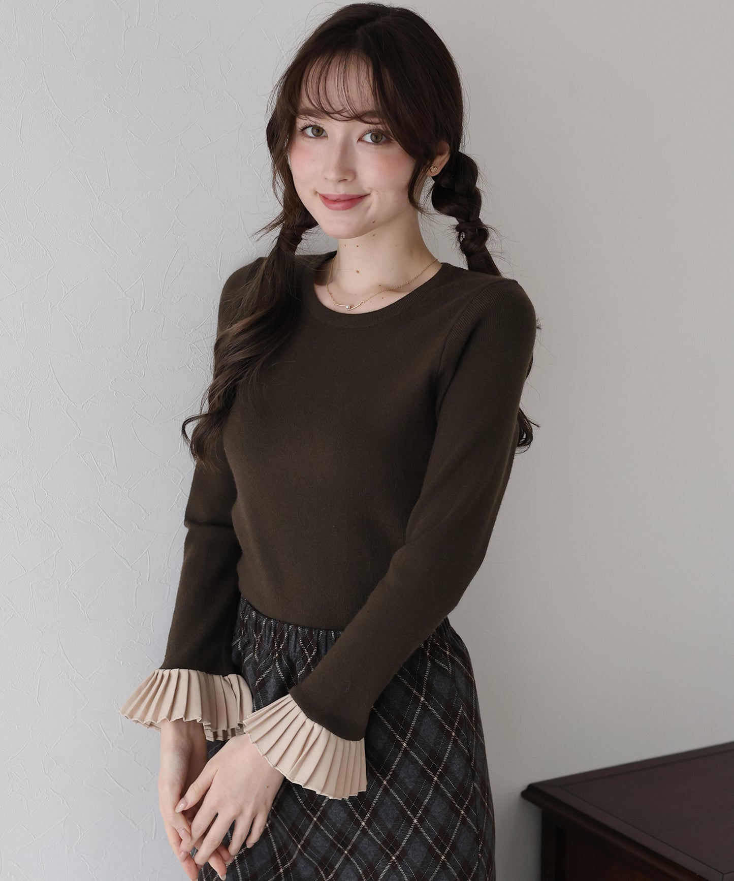 袖口プリーツニット