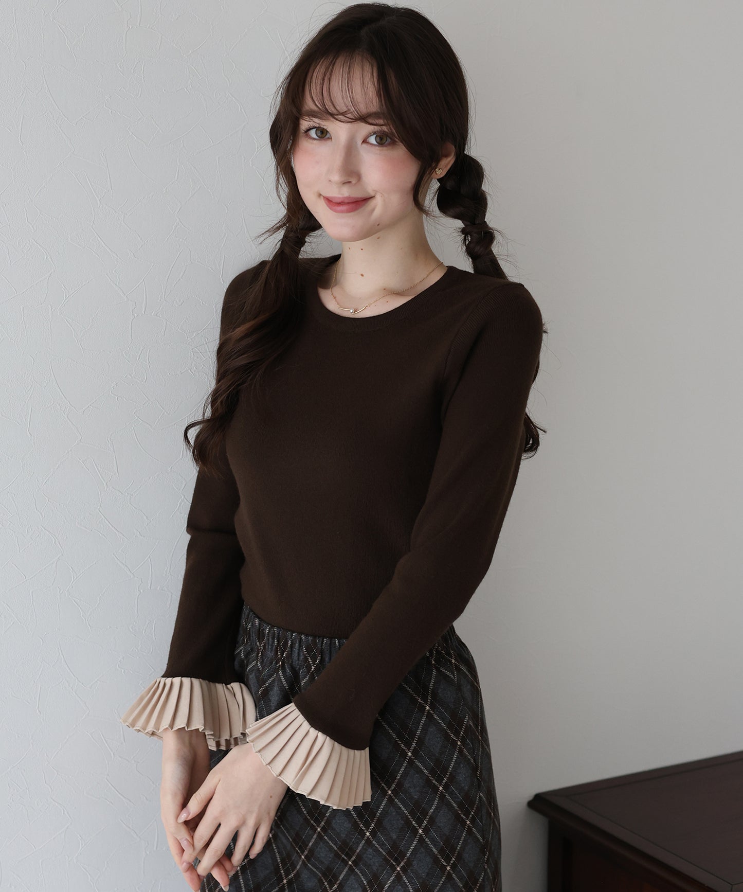 【早割5％OFF】袖口プリーツニット