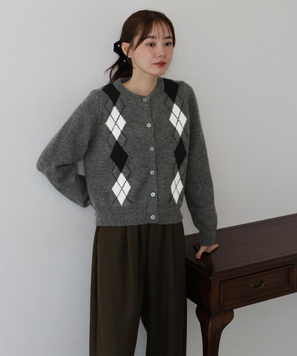 アーガイル柄カーディガン