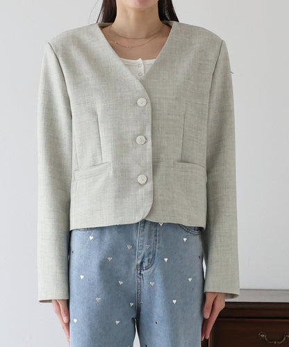 【TIME SALE】Vネックショート丈ジャケット