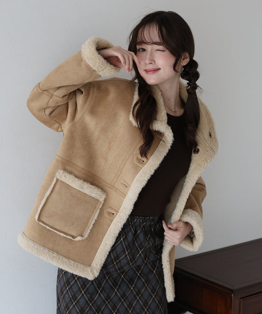 【早割5％OFF】リバーシブルボアムートンコート