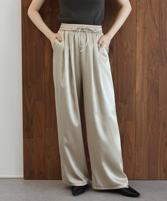 【早割5％OFF】サテンドロストワイドパンツ