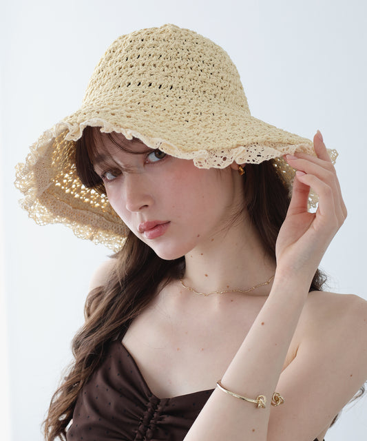 【早割5％OFF】レースペーパーバケットハット
