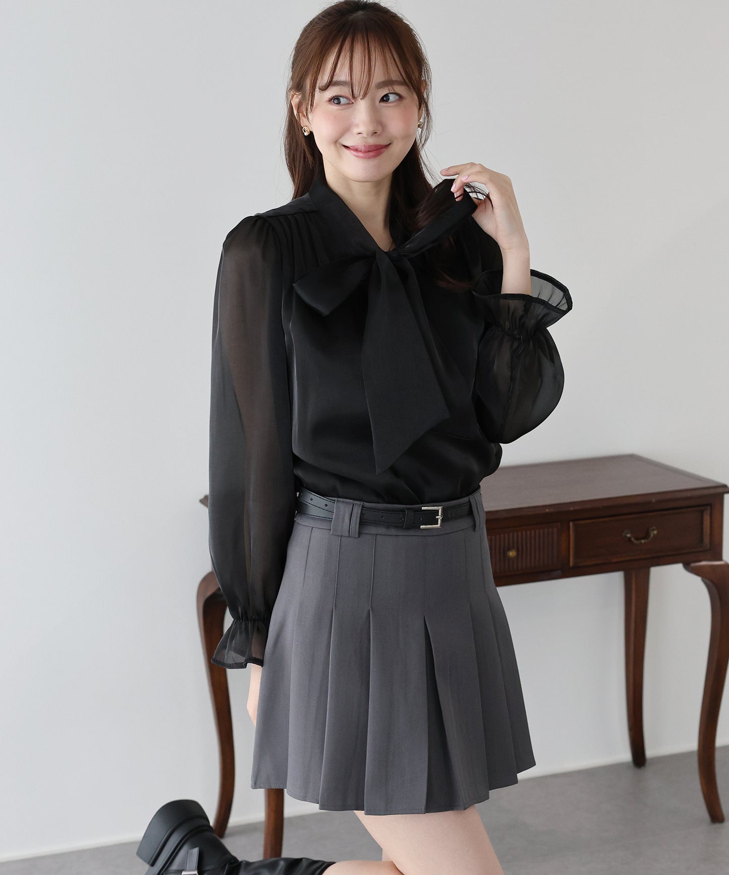 シアーオーガンジーボウタイブラウス【ネコポス】