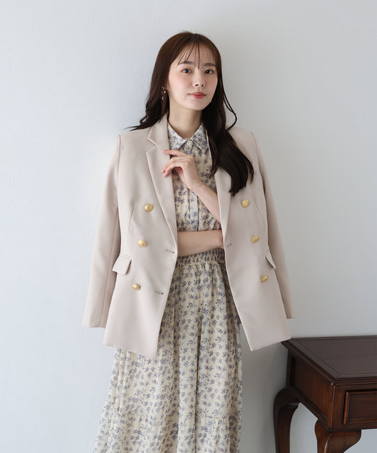 【ウォッシャブル】金ボタンダブルジャケット