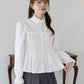 フリルネックシャーリングブラウス【ネコポス】