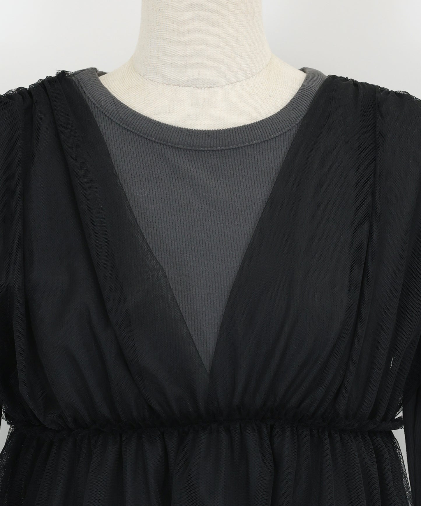 チュールバルーンドッキングワンピース