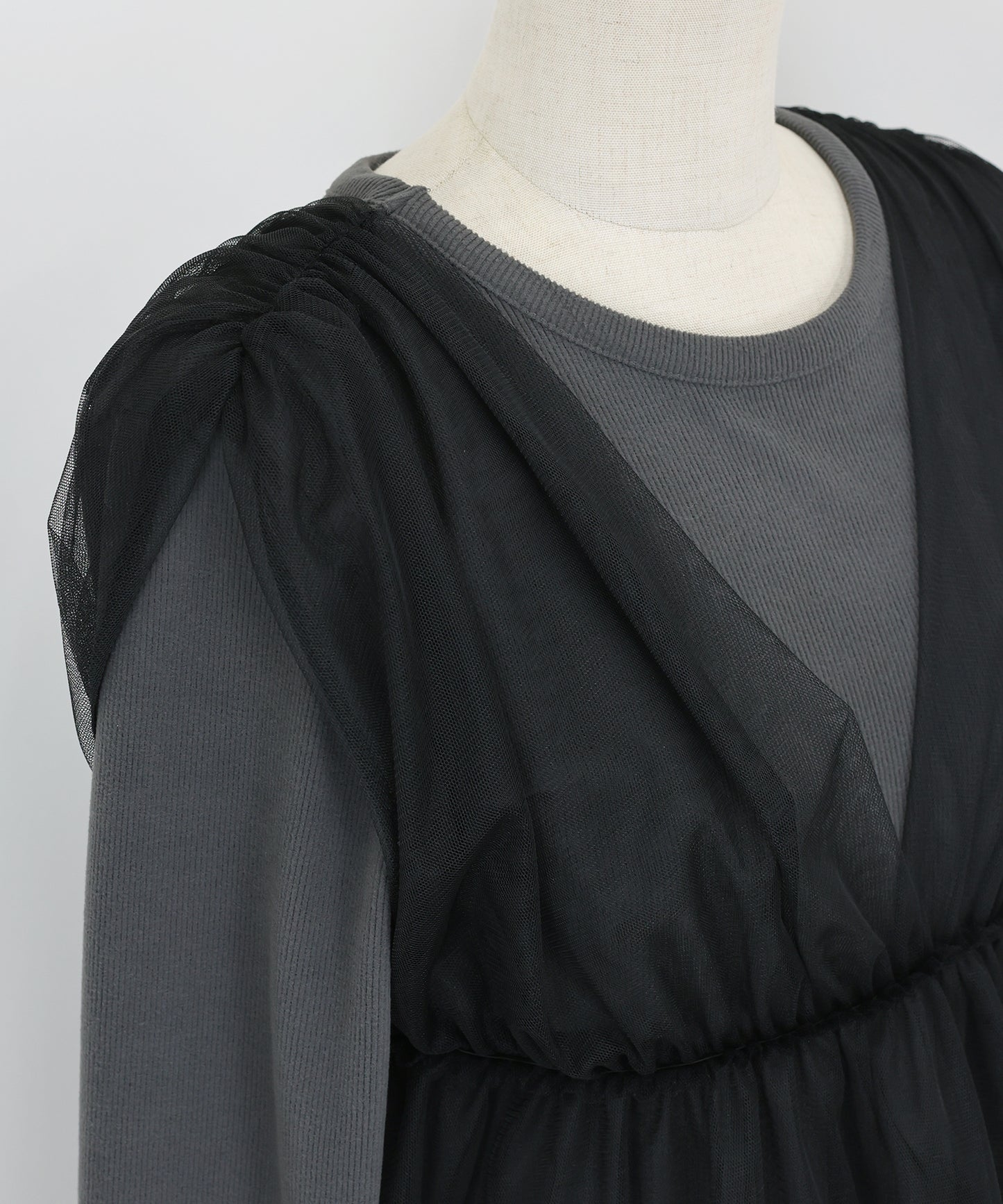 チュールバルーンドッキングワンピース