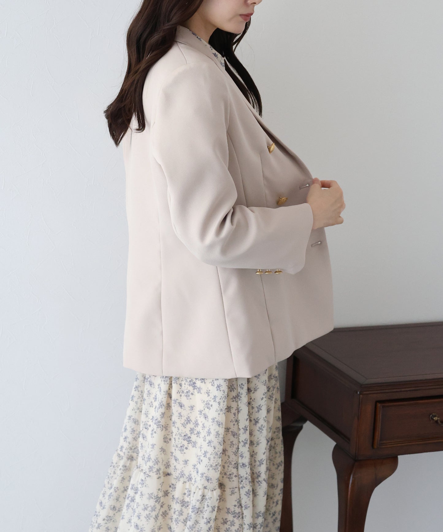 【ウォッシャブル】金ボタンダブルジャケット