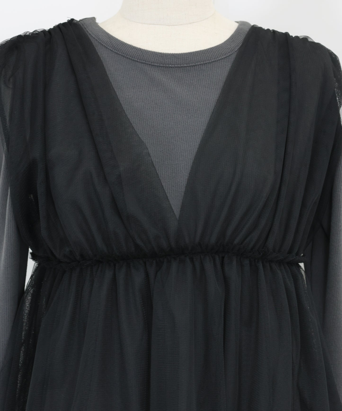 チュールバルーンドッキングワンピース