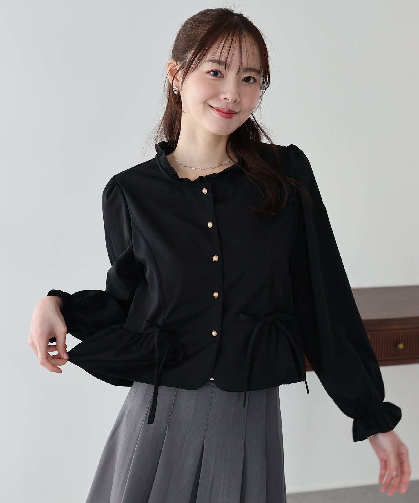 リボンペプラムブラウス【ネコポス】