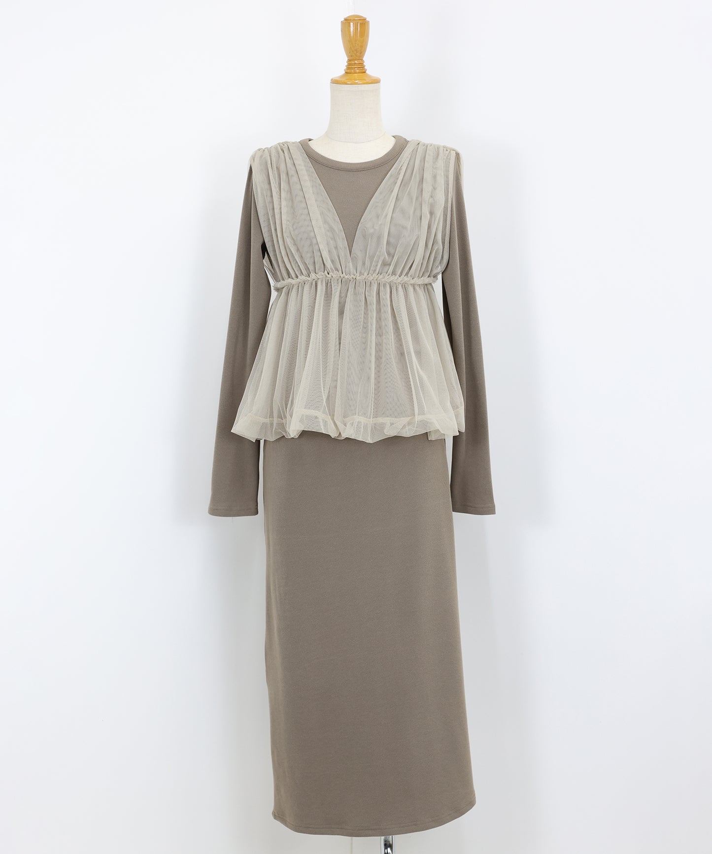 チュールバルーンドッキングワンピース