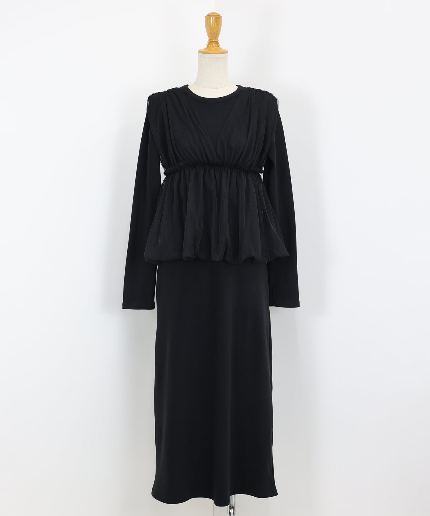 チュールバルーンドッキングワンピース