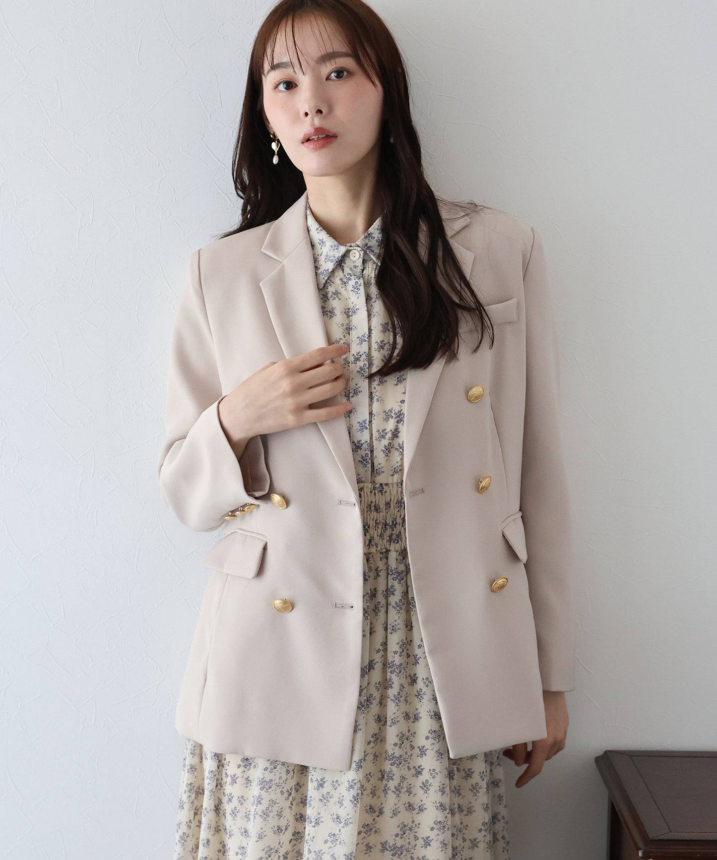 【ウォッシャブル】金ボタンダブルジャケット