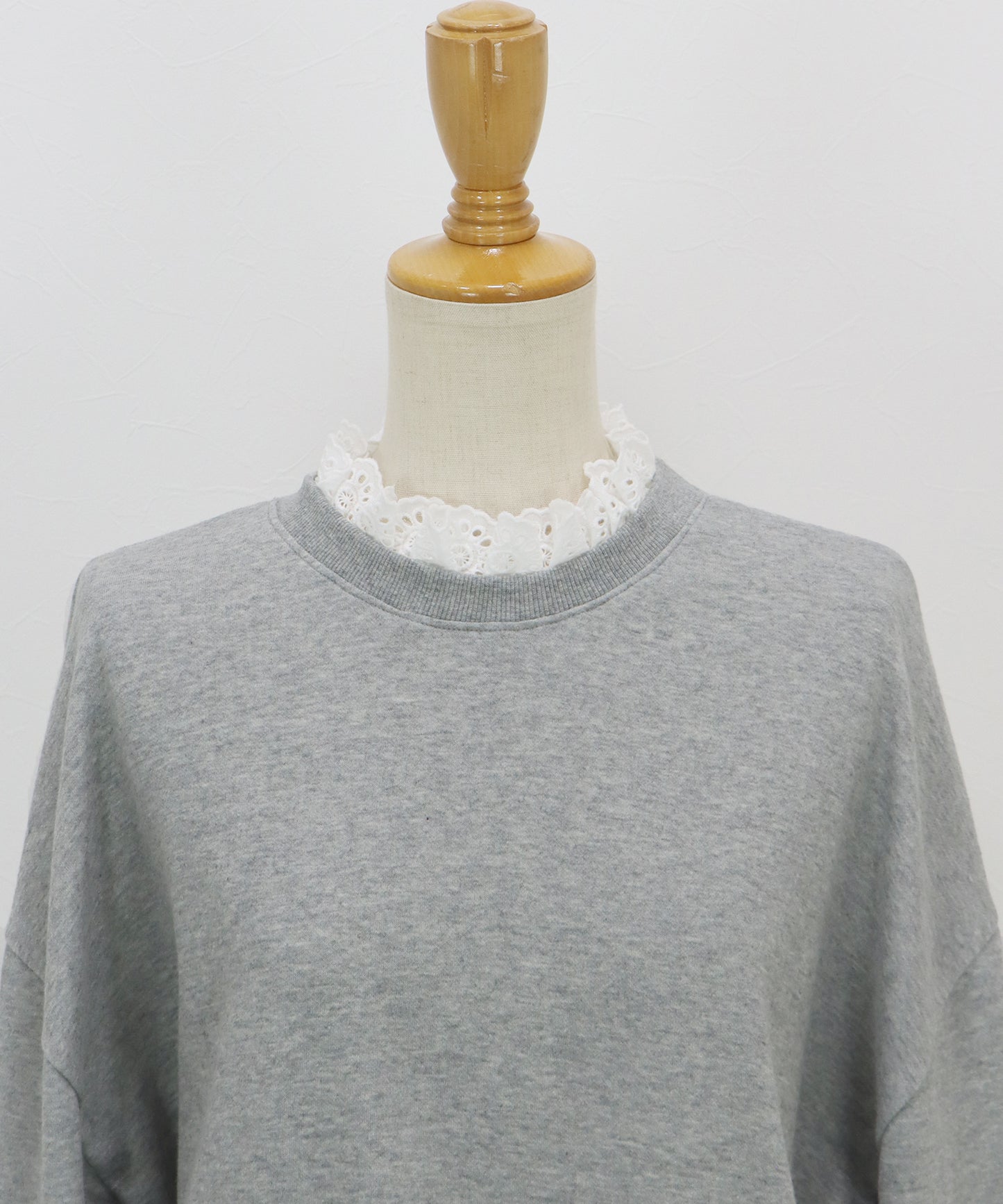 コットンレースレイヤードスウェット