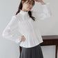 フリルネックシャーリングブラウス【ネコポス】