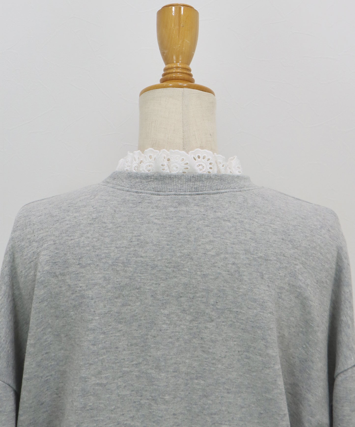 コットンレースレイヤードスウェット