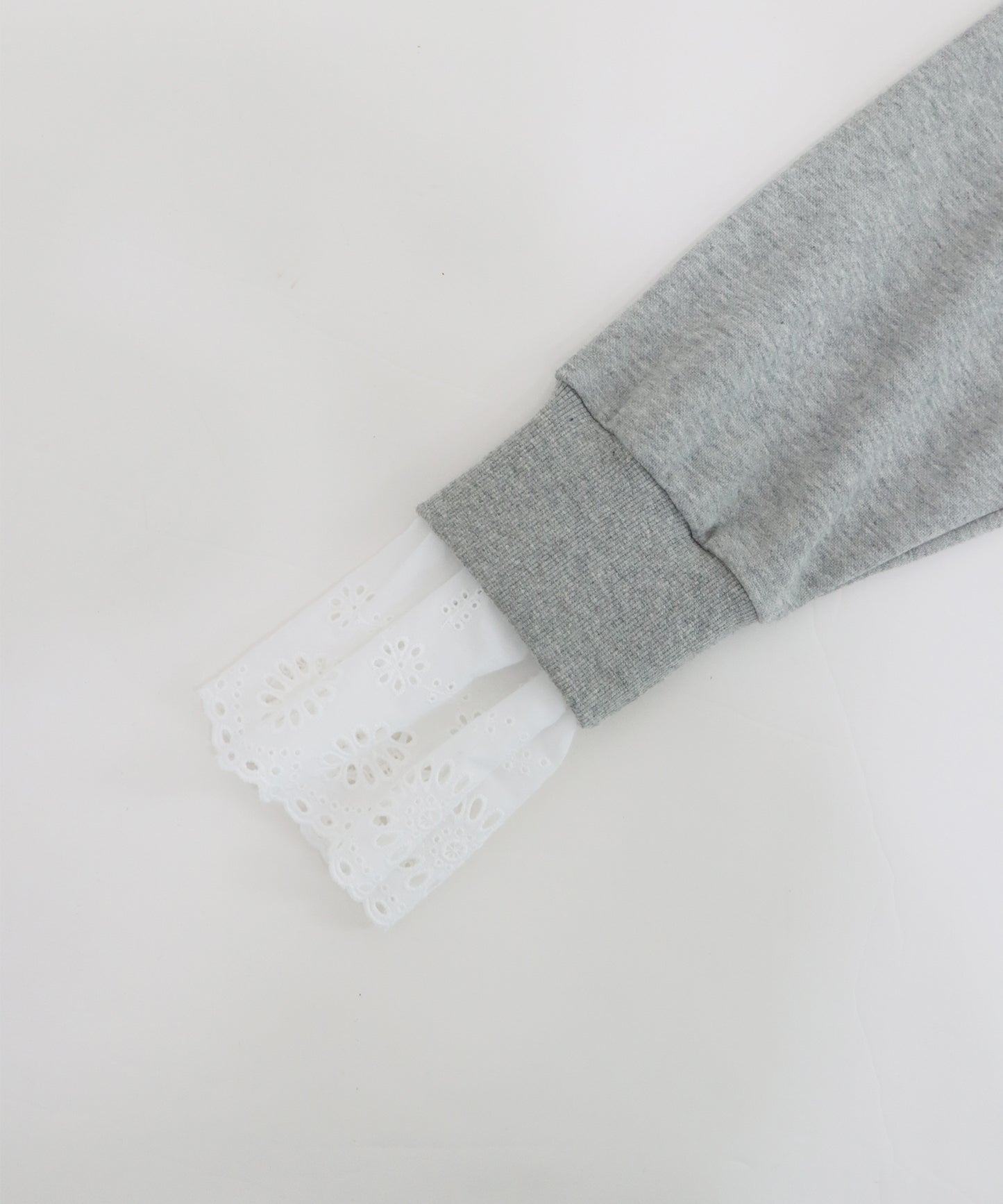 コットンレースレイヤードスウェット