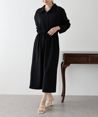 【SALE】ポロ衿ドロストワンピース
