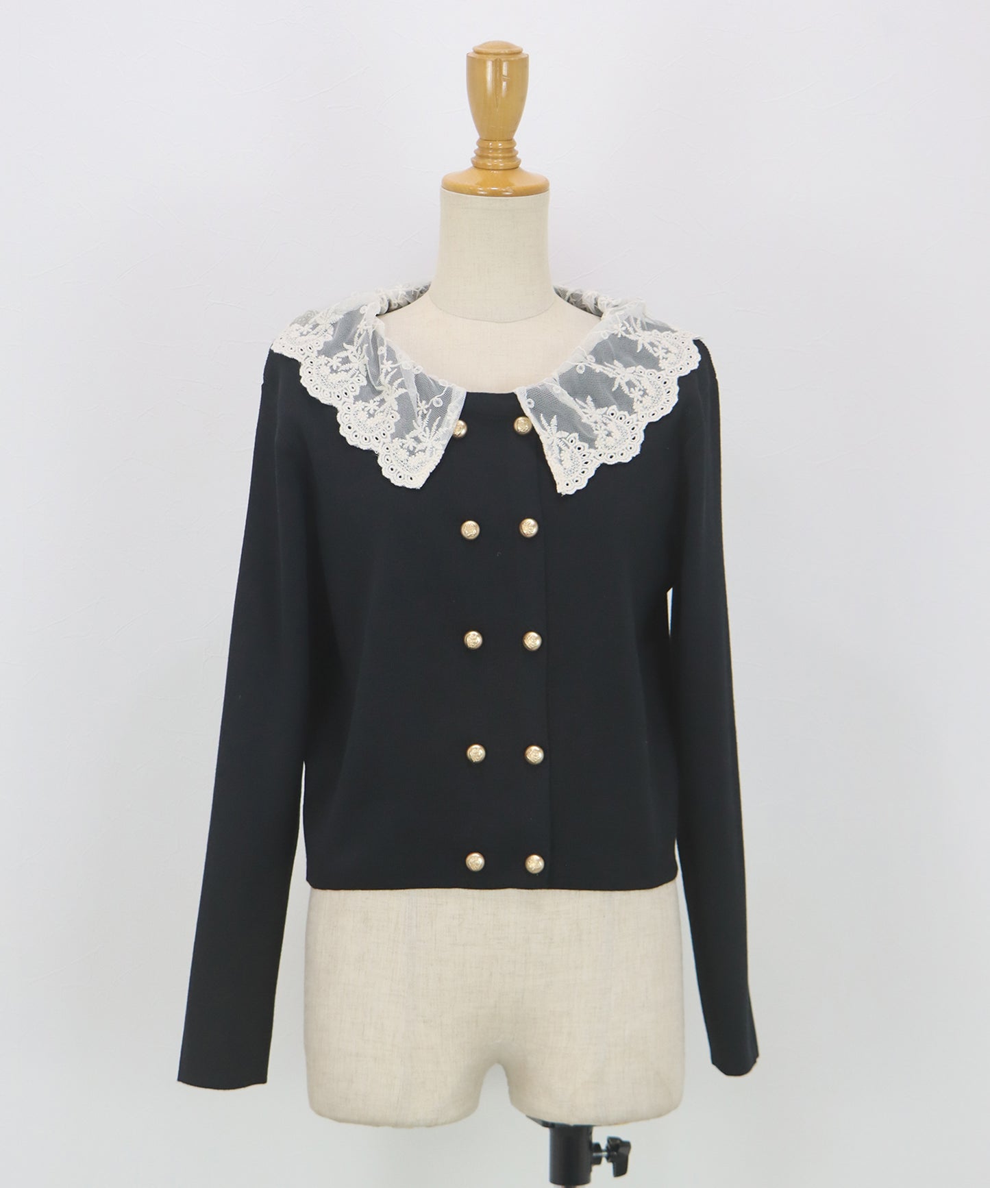 レース襟ドッキングニット