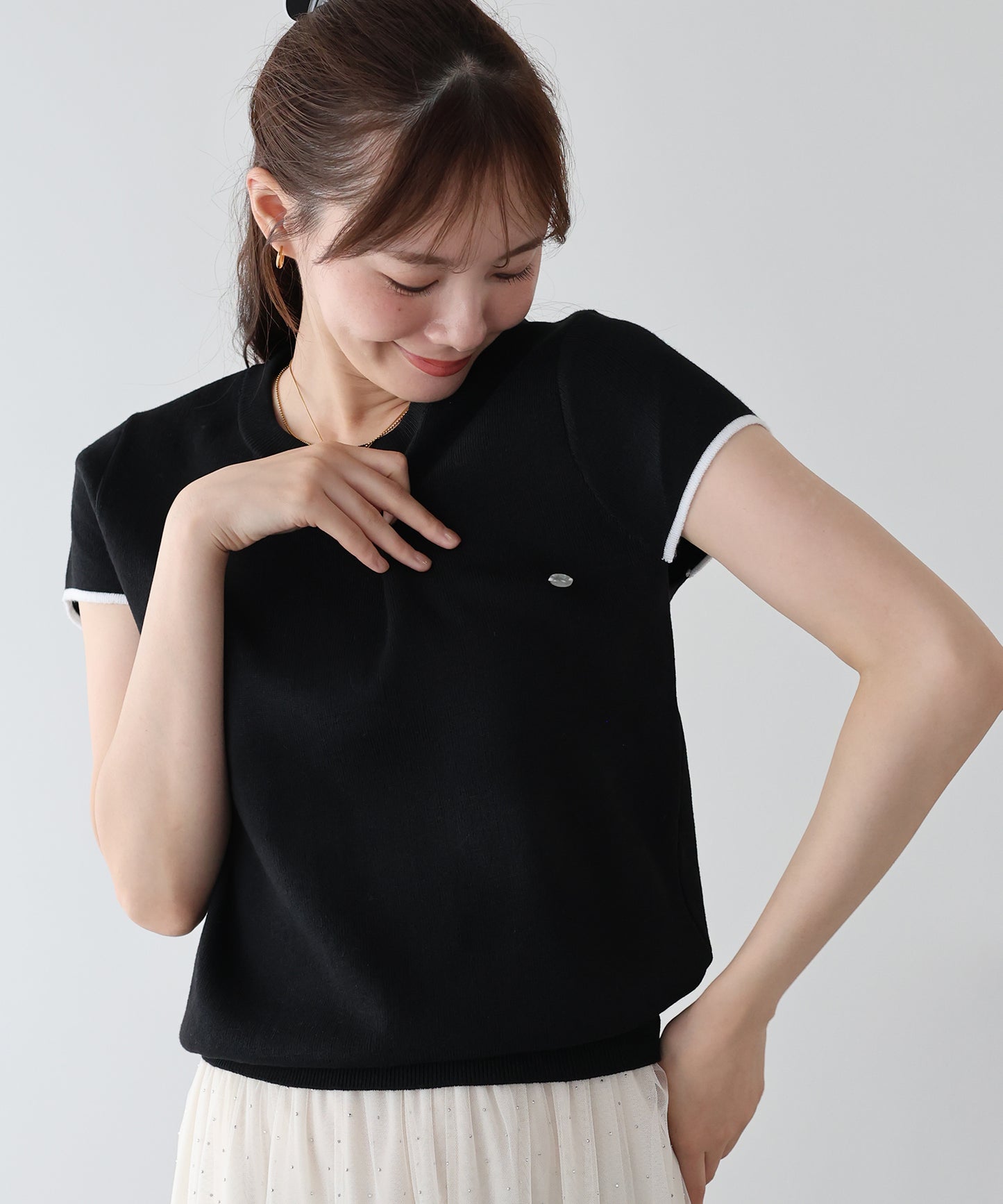 シェルプレートバイカラーニット【メール便】