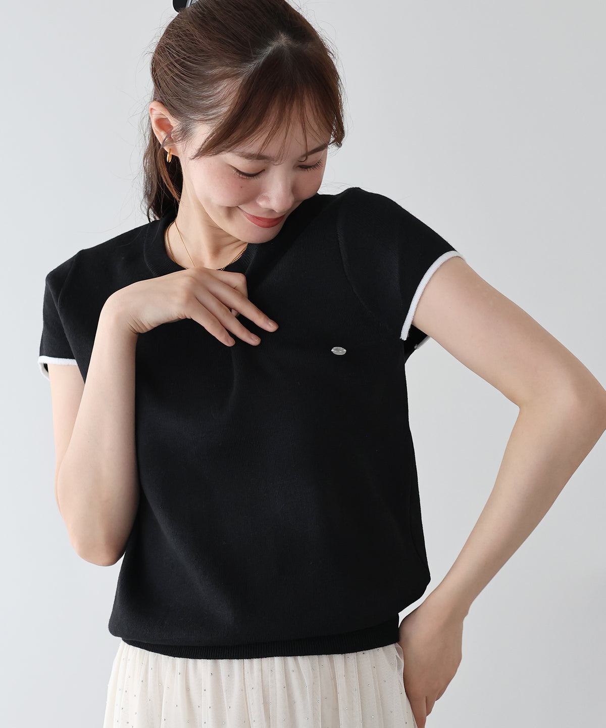 シェルプレートバイカラーニット【メール便】