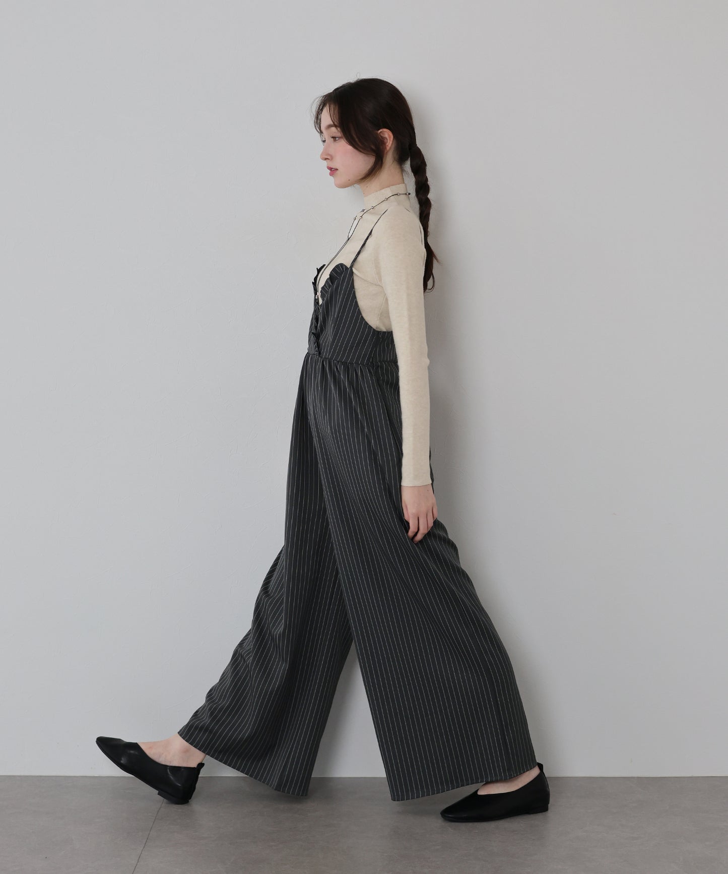 【早割5％OFF】[ J by blue ]ピンストライプフリルサロペット