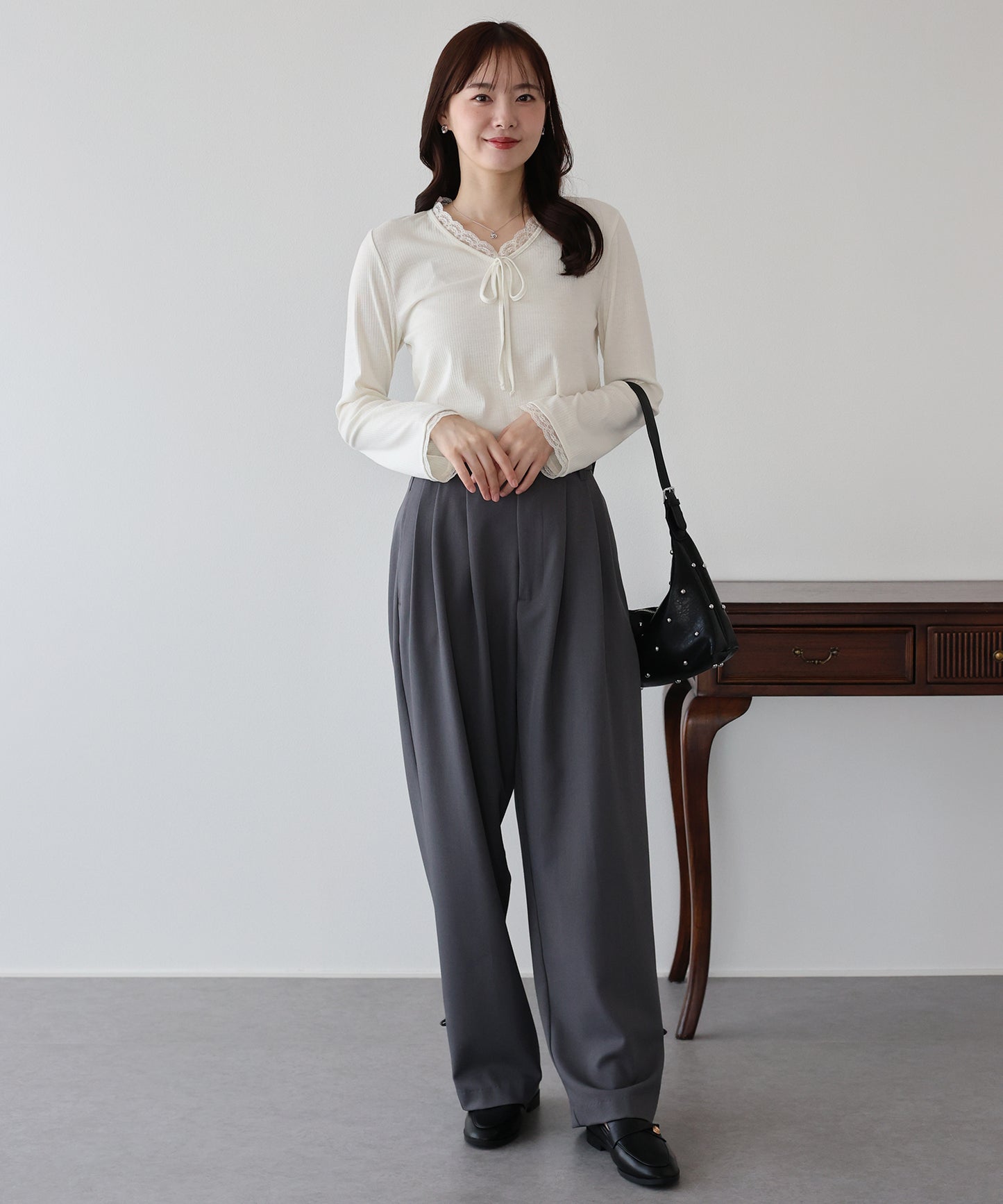 【早割5％OFF】レースドッキングリブカットソー【ネコポス】