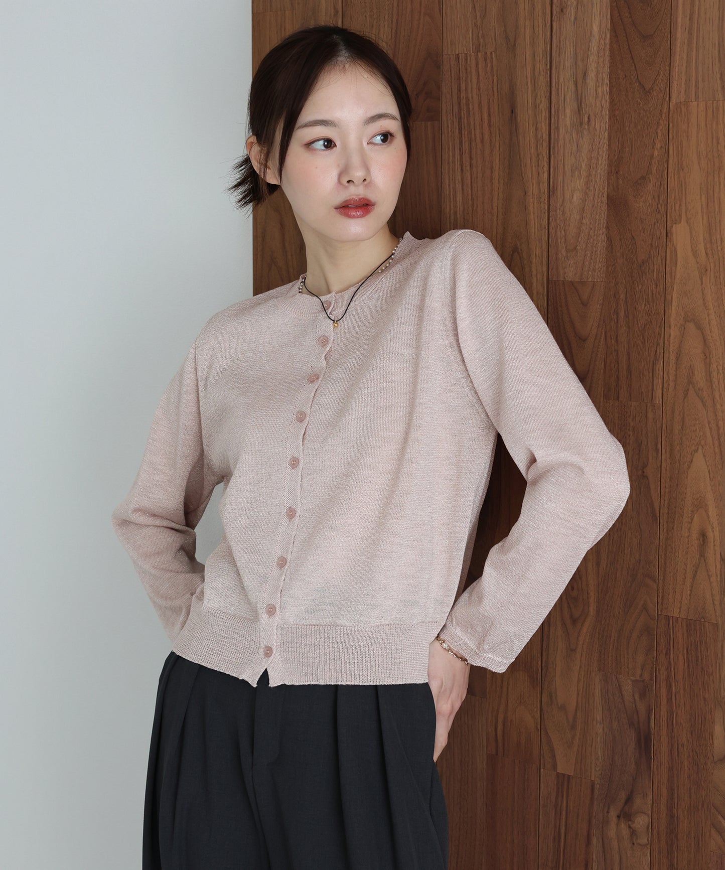 ラメニットシアーカーディガン【ネコポス】