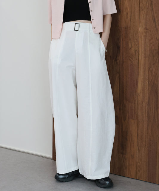【早割5％OFF】ベルト付きリネンライクワイドパンツ