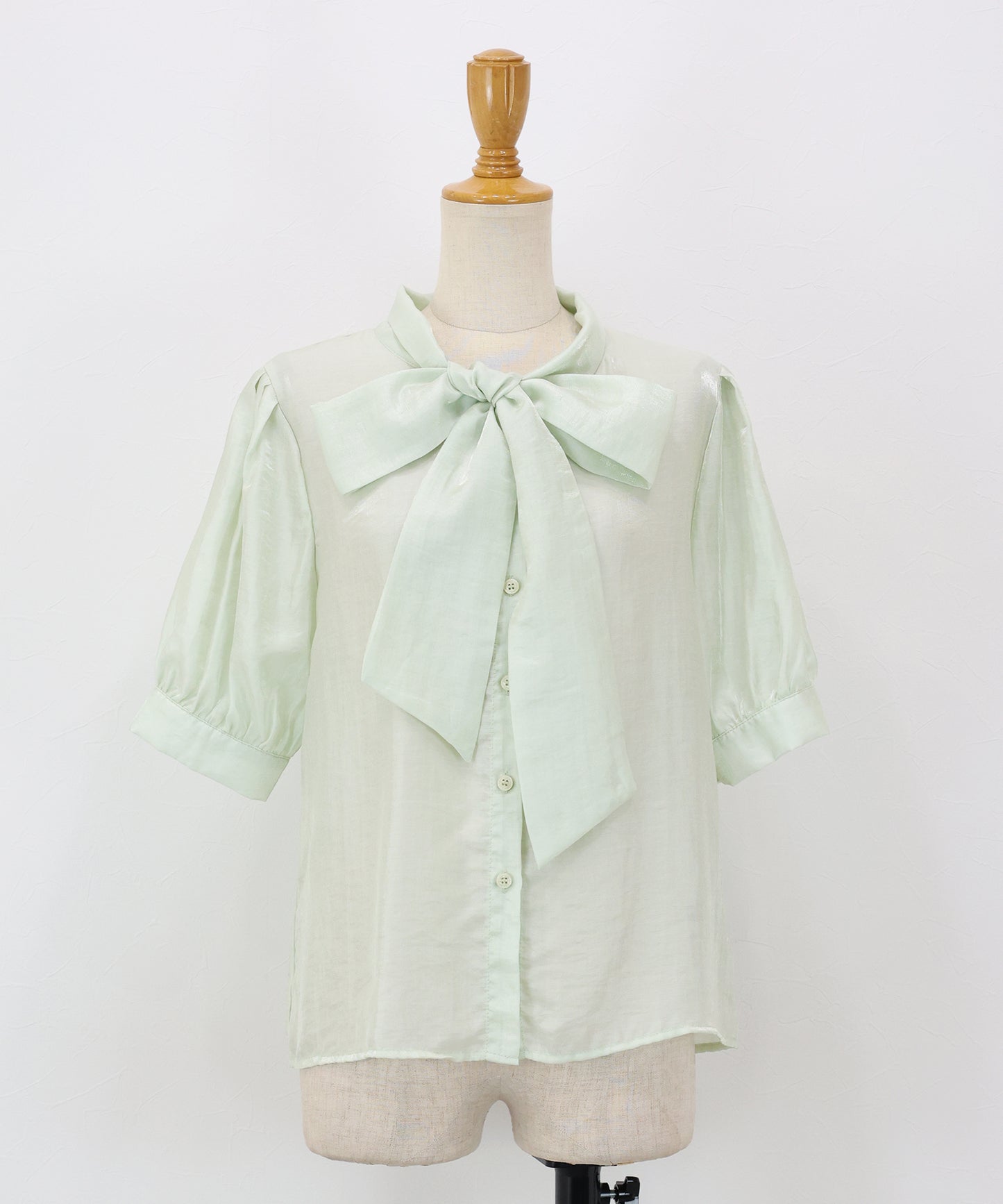 【早割5％OFF】リボンシアーサテンブラウス【メール便】