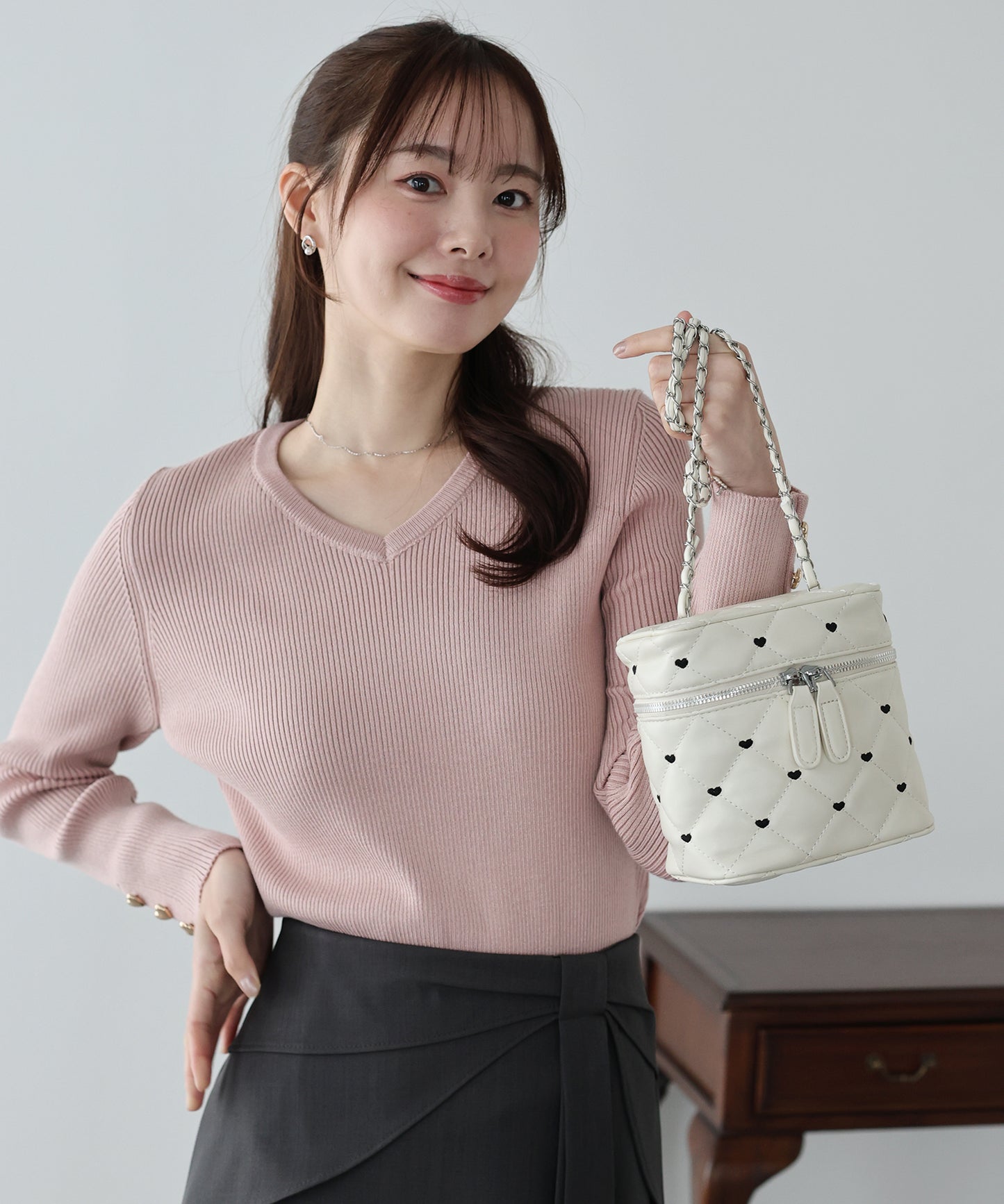 ハート刺繍キルティングバッグ