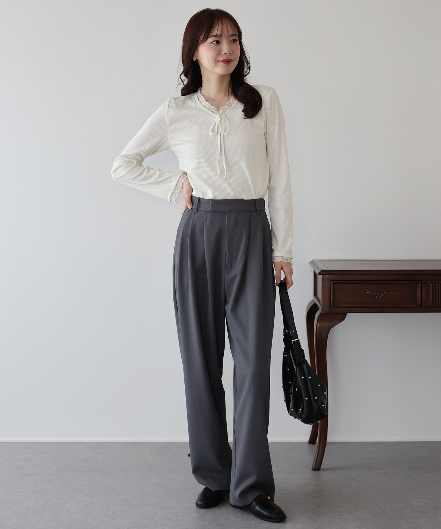 【早割5％OFF】レースドッキングリブカットソー【ネコポス】