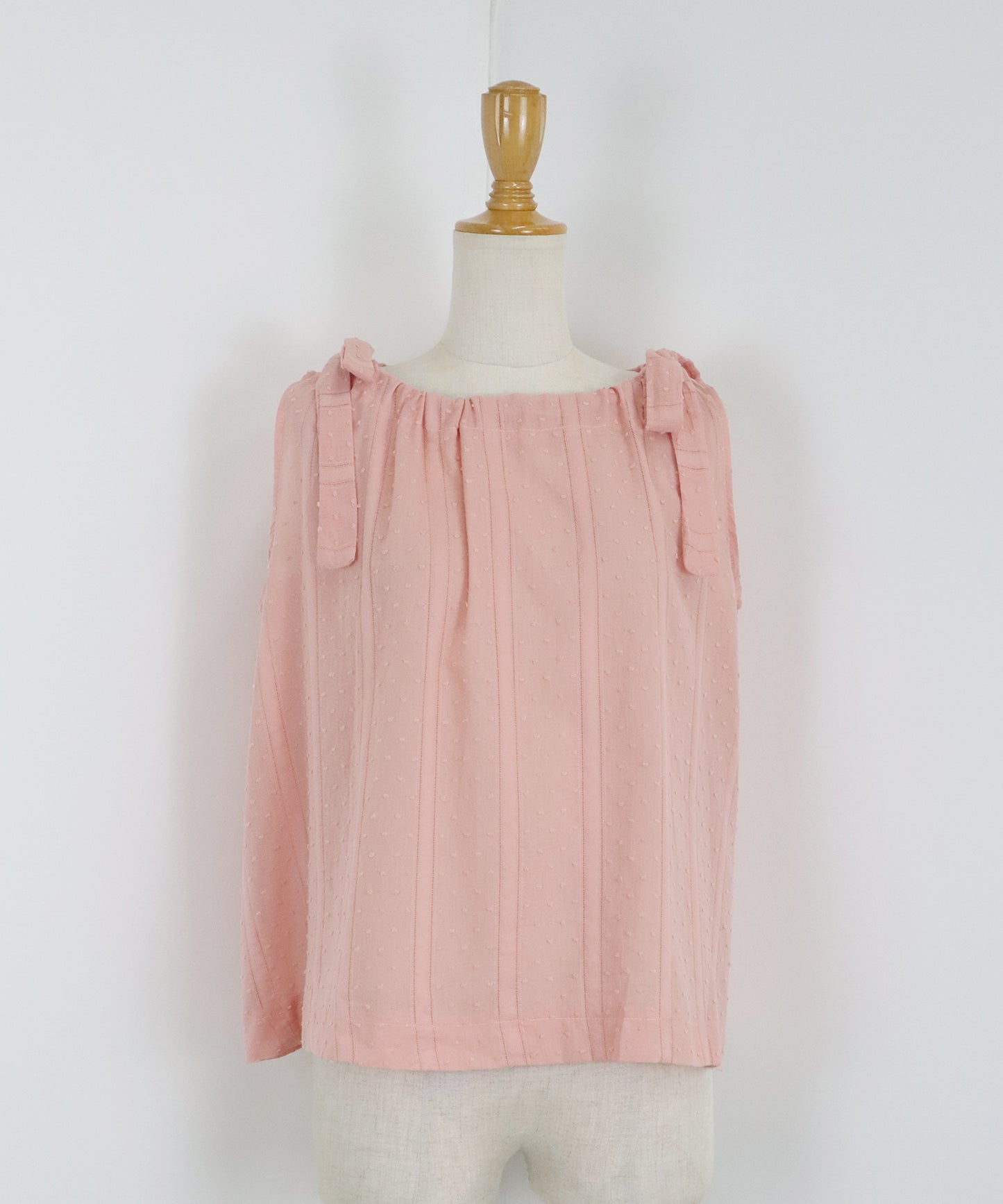 【SALE】ドットジャガードリボンブラウス