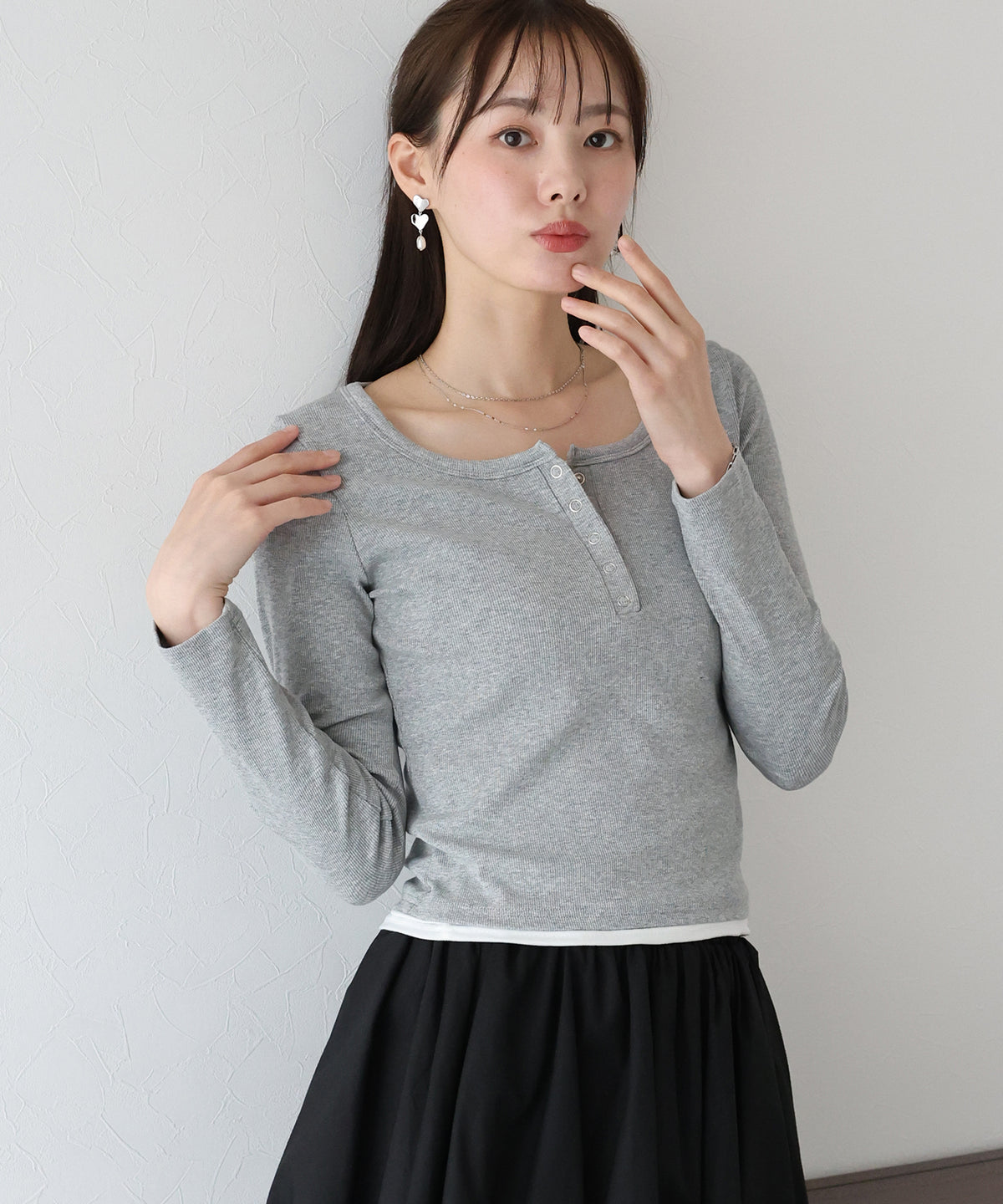 ヘンリーネック長袖Tシャツ【ネコポス】
