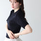 ポロカラーケーブルニット