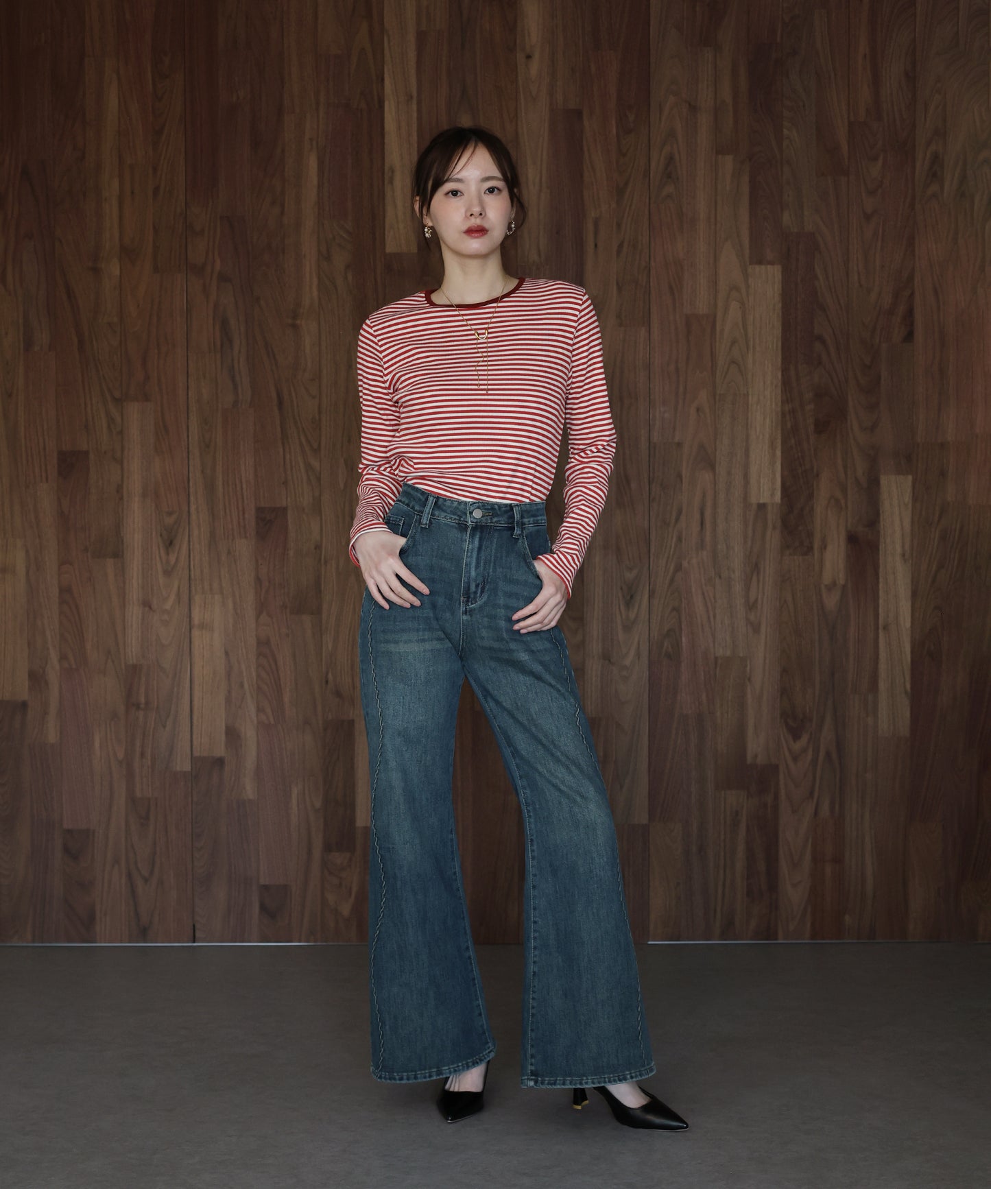 リブボーダーTシャツ【ネコポス】