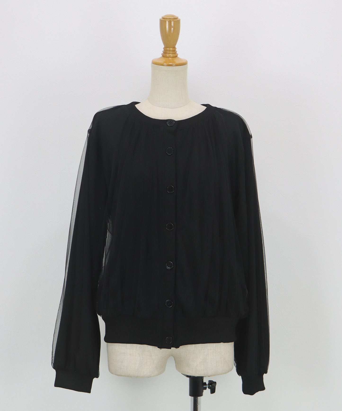 チュールレイヤードスウェットカーディガン