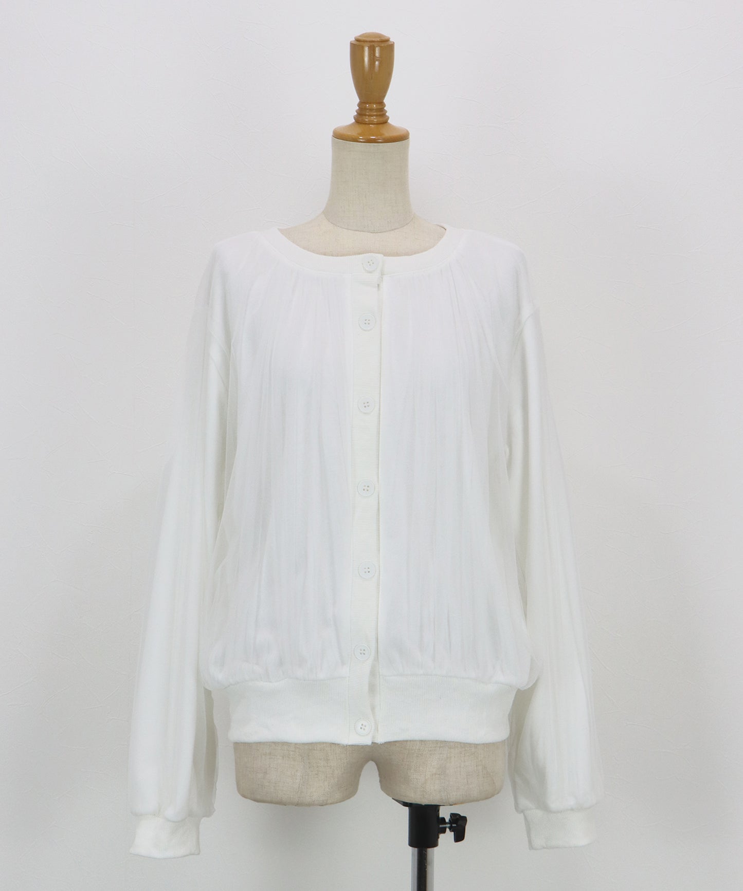 チュールレイヤードスウェットカーディガン