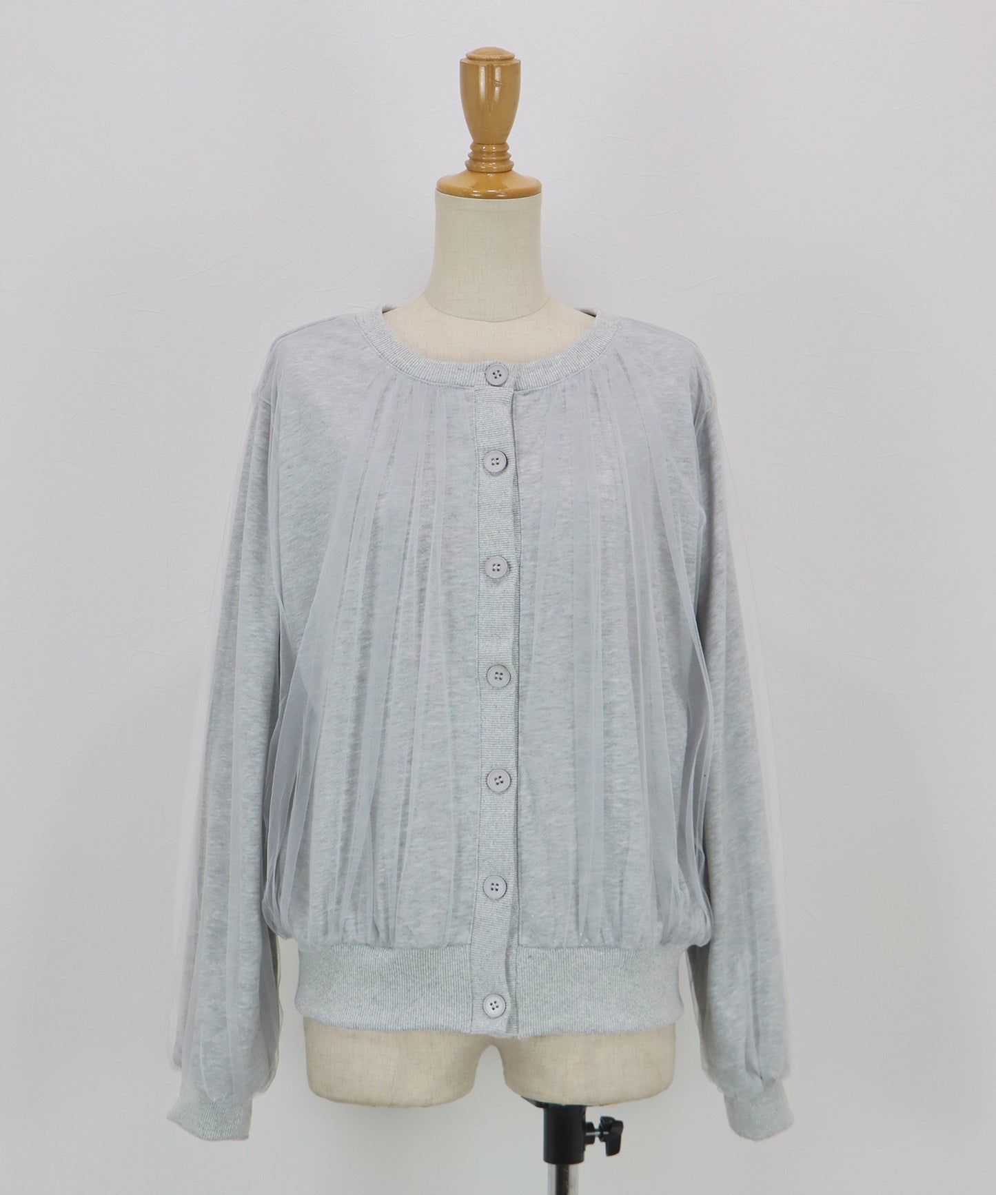 チュールレイヤードスウェットカーディガン