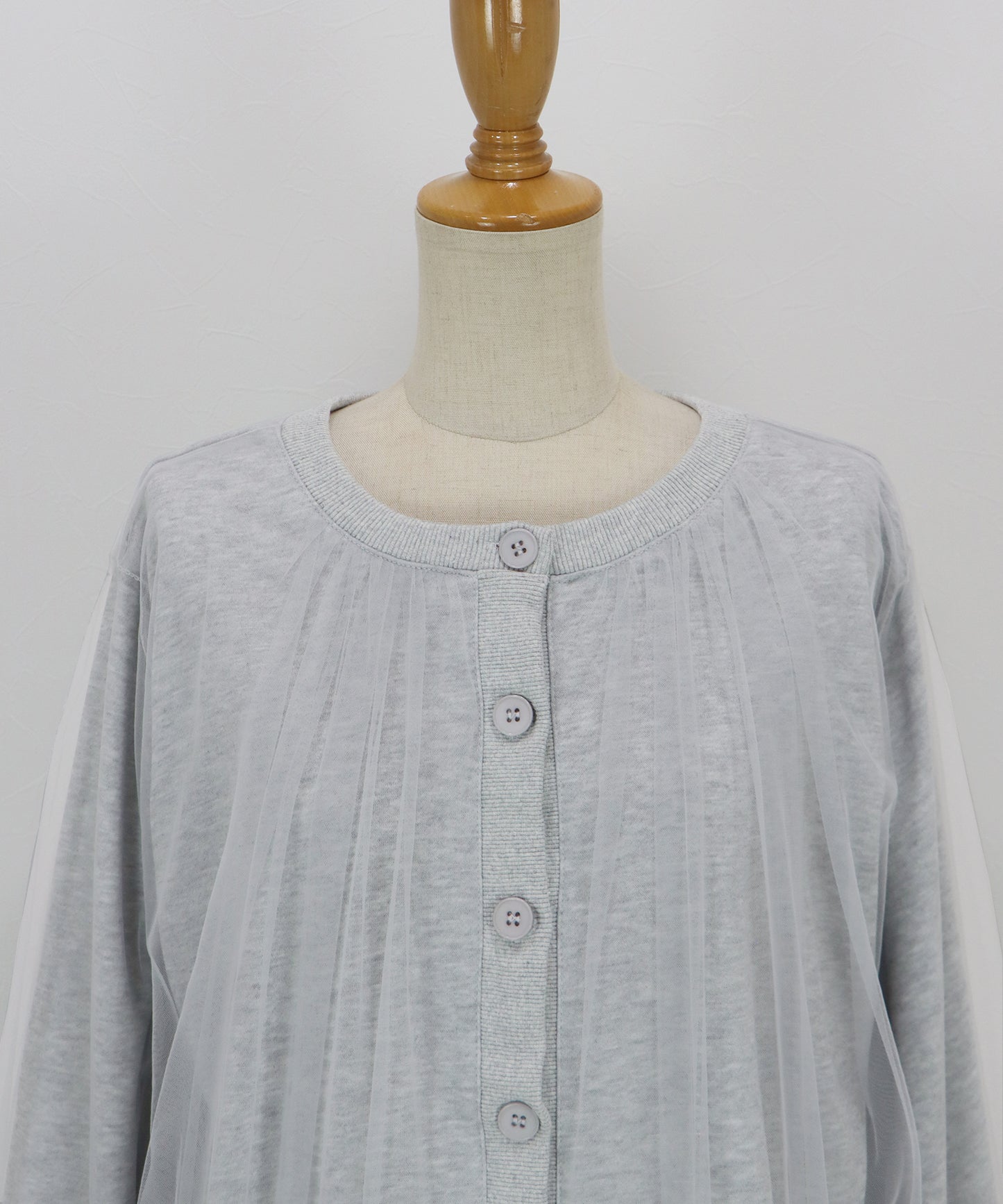 チュールレイヤードスウェットカーディガン