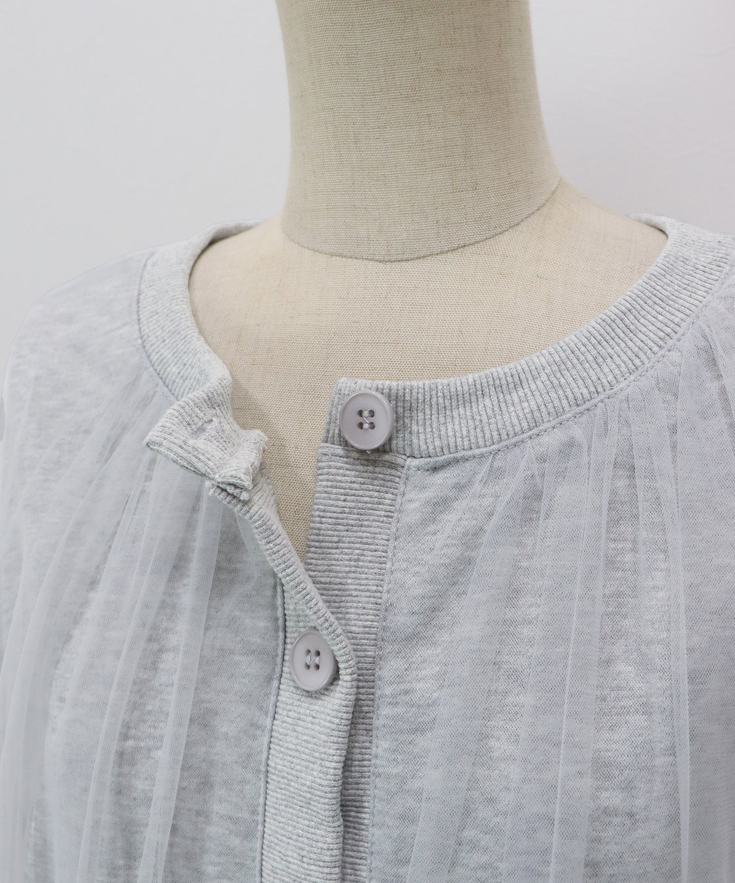 チュールレイヤードスウェットカーディガン