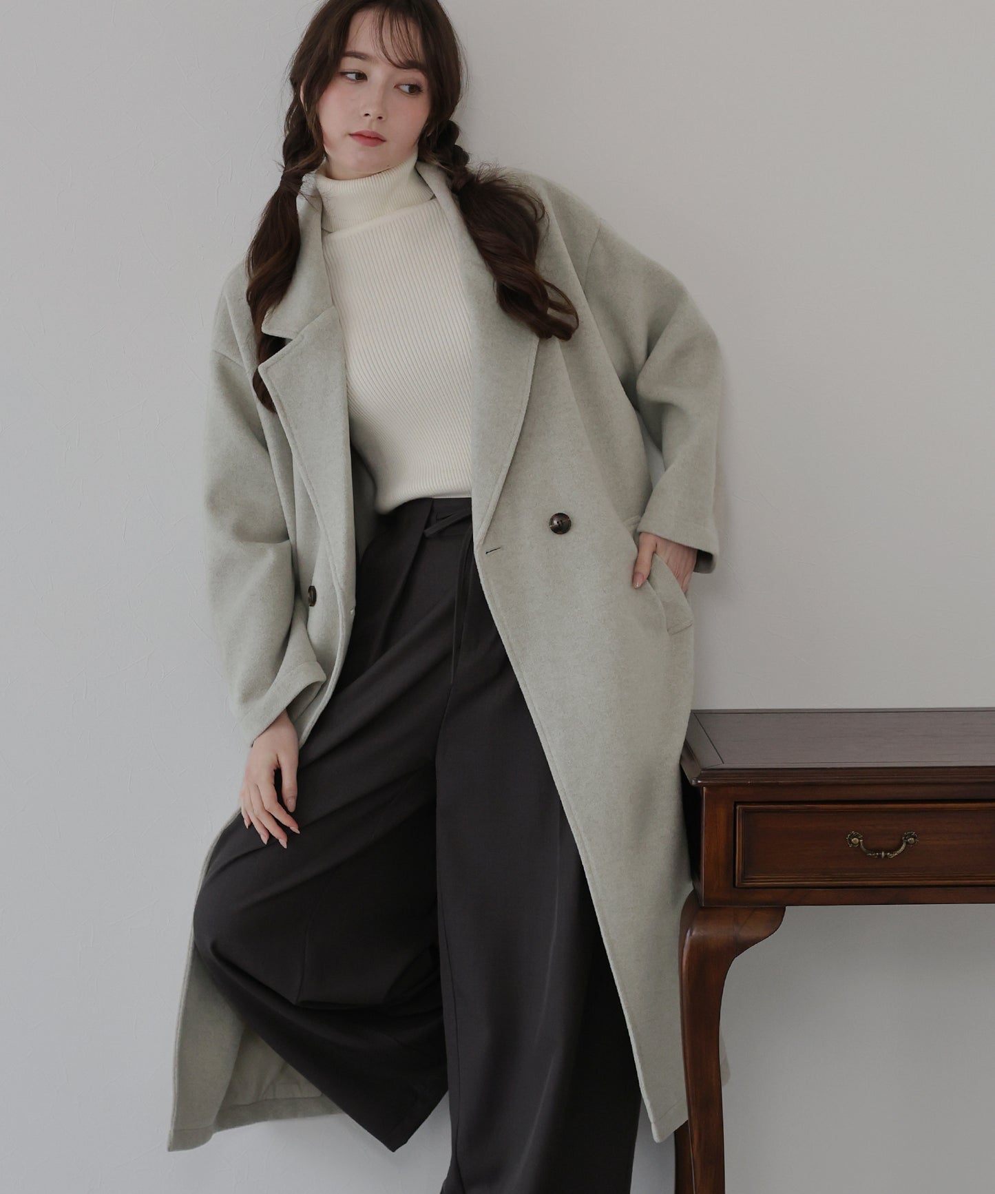 テーラードウールロングコート