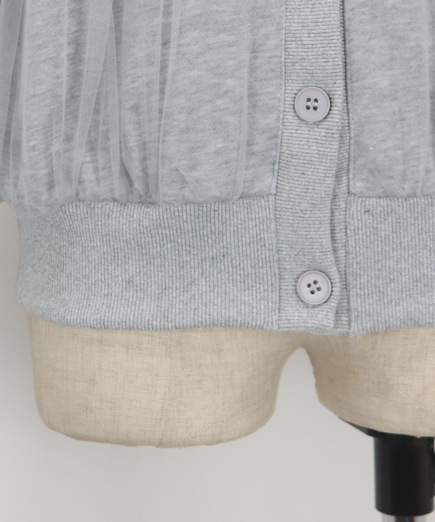 チュールレイヤードスウェットカーディガン