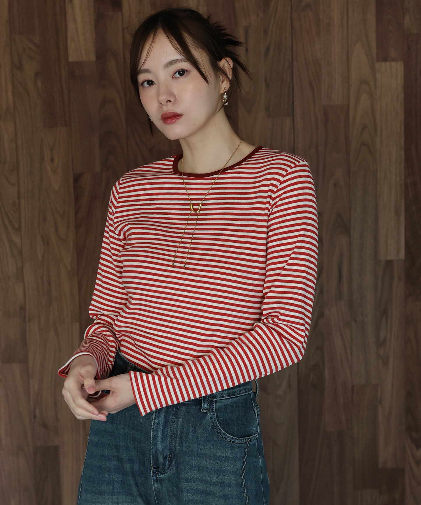 リブボーダーTシャツ【ネコポス】