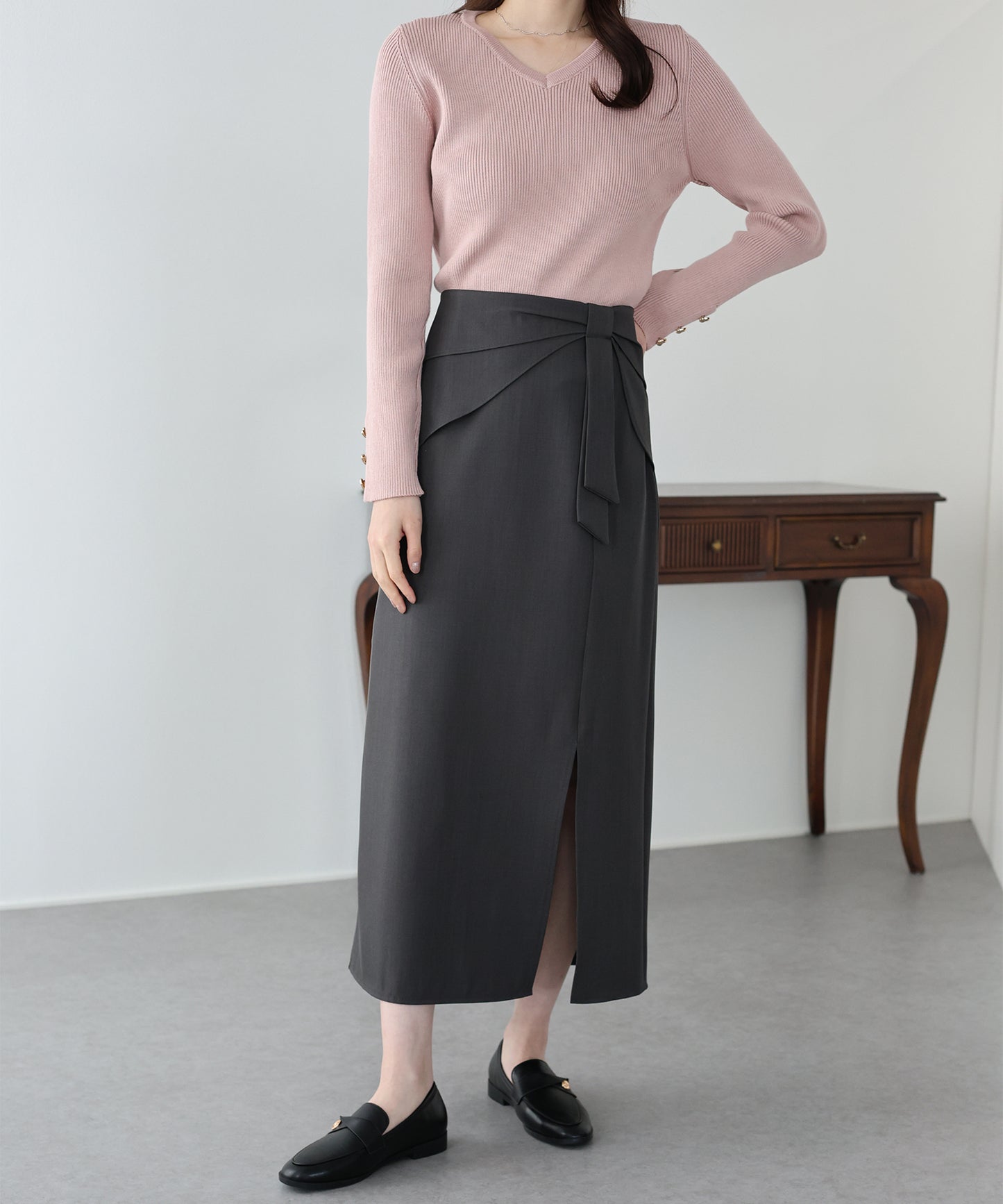 ウエストリボンタイトスカート