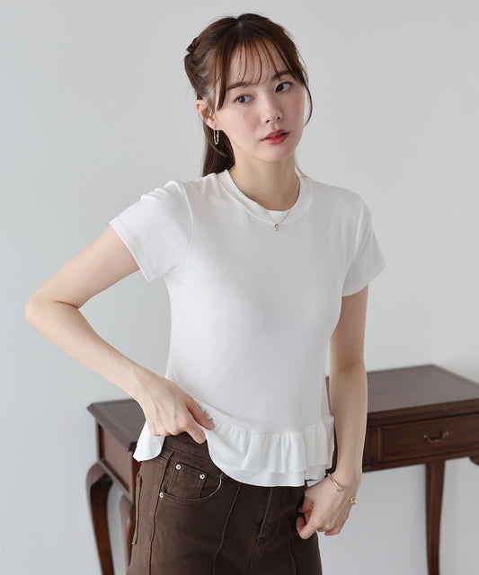 【早割5％OFF】ティアードフリルペプラムカットソー【メール便】